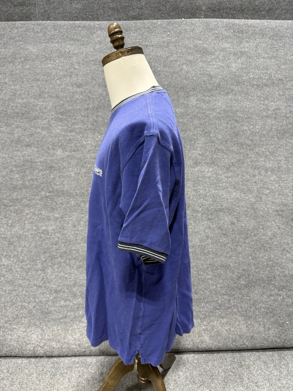 Chaps Ralph Lauren T Shirt Mens XL Blue Pique Crew Neck Cotton Short Sleeve - Picture 2 of 10